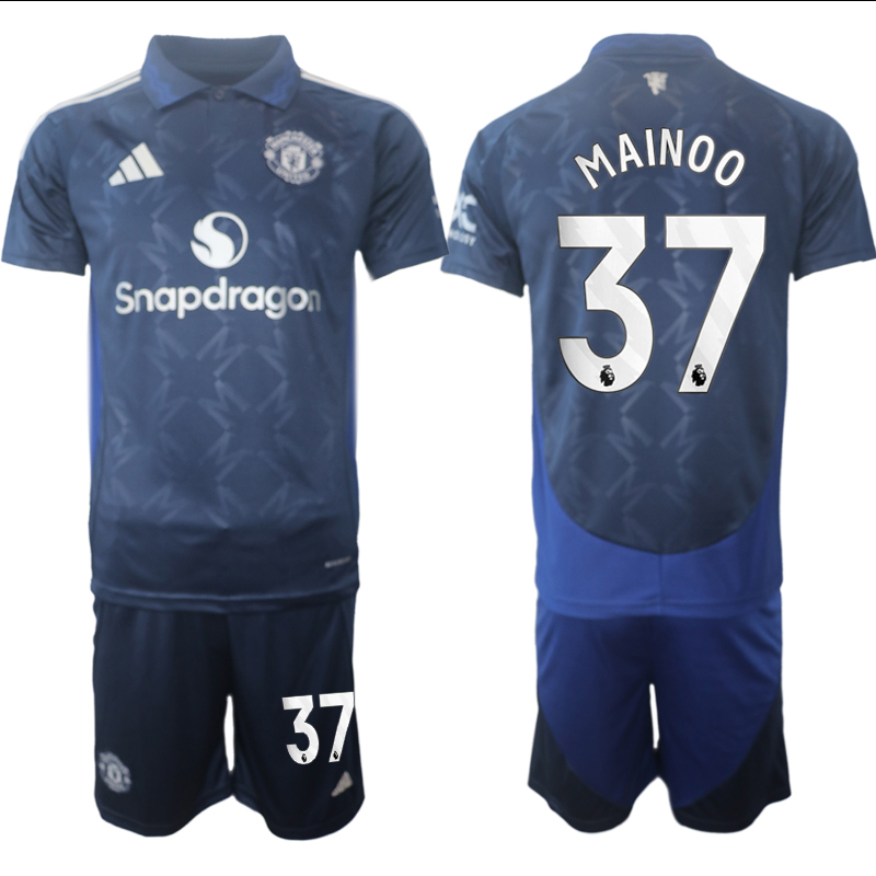 Men 2024-2025 Club Manchester United away blue #37 Soccer Jersey->manchester united jersey->Soccer Club Jersey